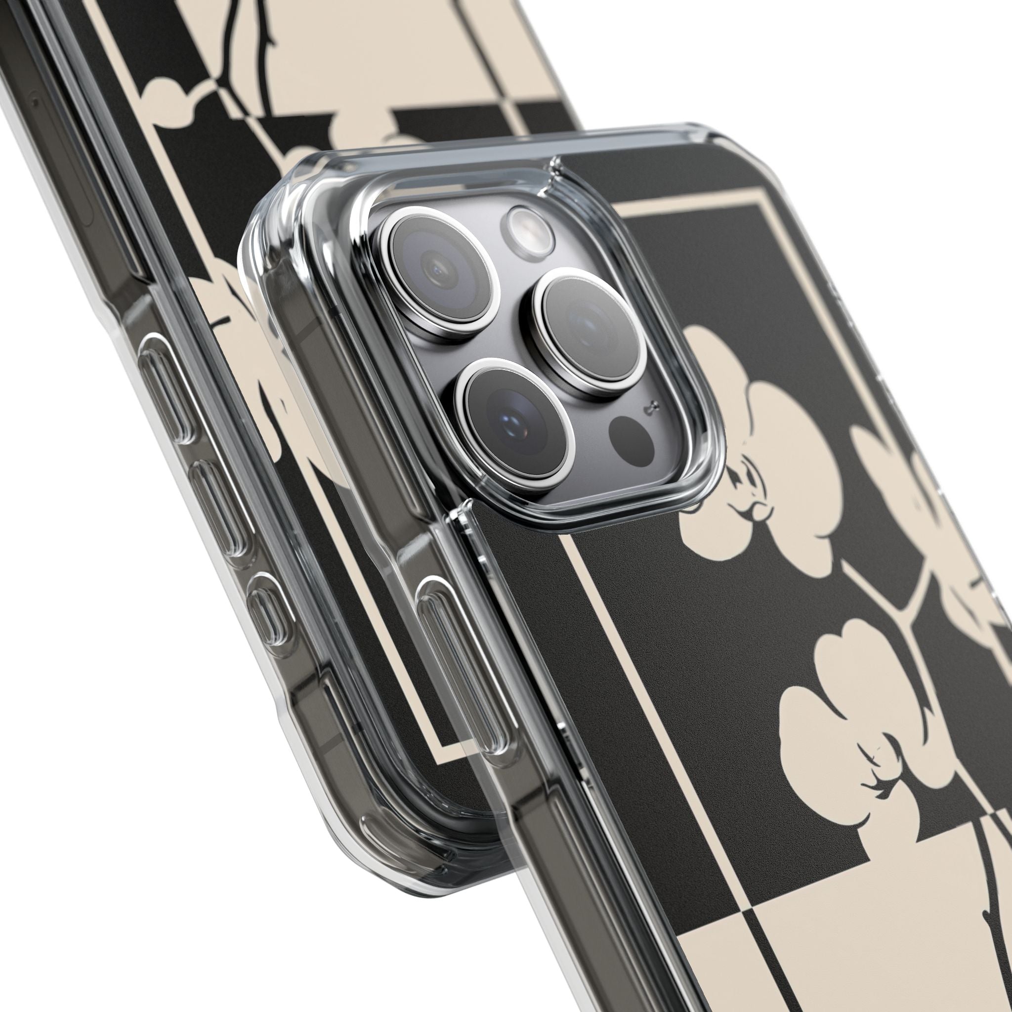 Beige Impact MagSafe Phone Case for iPhone - Nocturnal Orchid Frame