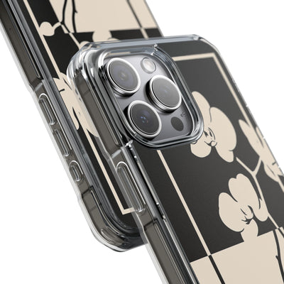 Beige Impact MagSafe Phone Case for iPhone - Nocturnal Orchid Frame