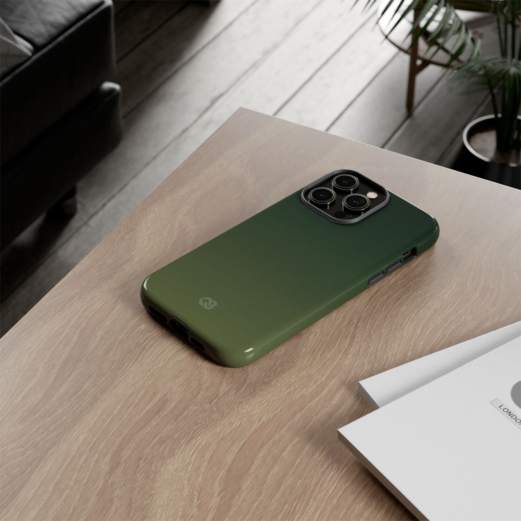 Green Tough Phone Case for iPhone - Shadow Moss Grain