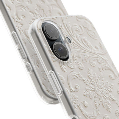 White Lite Phone Case for iPhone - Alabaster Floral Relief