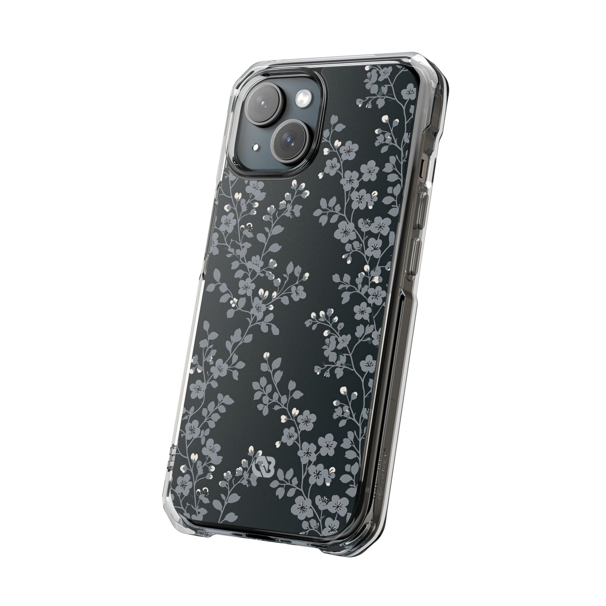 Black Impact MagSafe Phone Case for iPhone - Midnight Slate Blossom