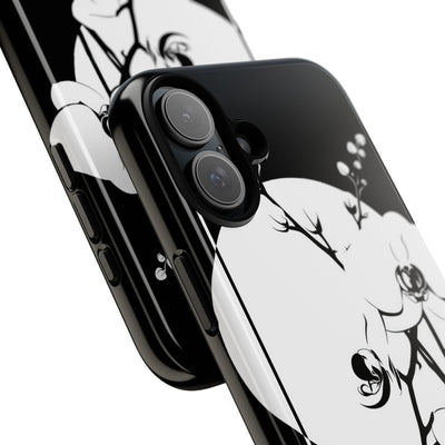 Black Tough Phone Case for iPhone - Lunar Orchid Grid