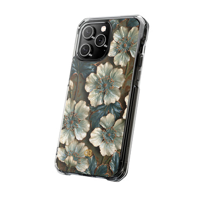 Gilded Blossom Reverie · Clear Impact Magnetic Phone Case for iPhone · Teal