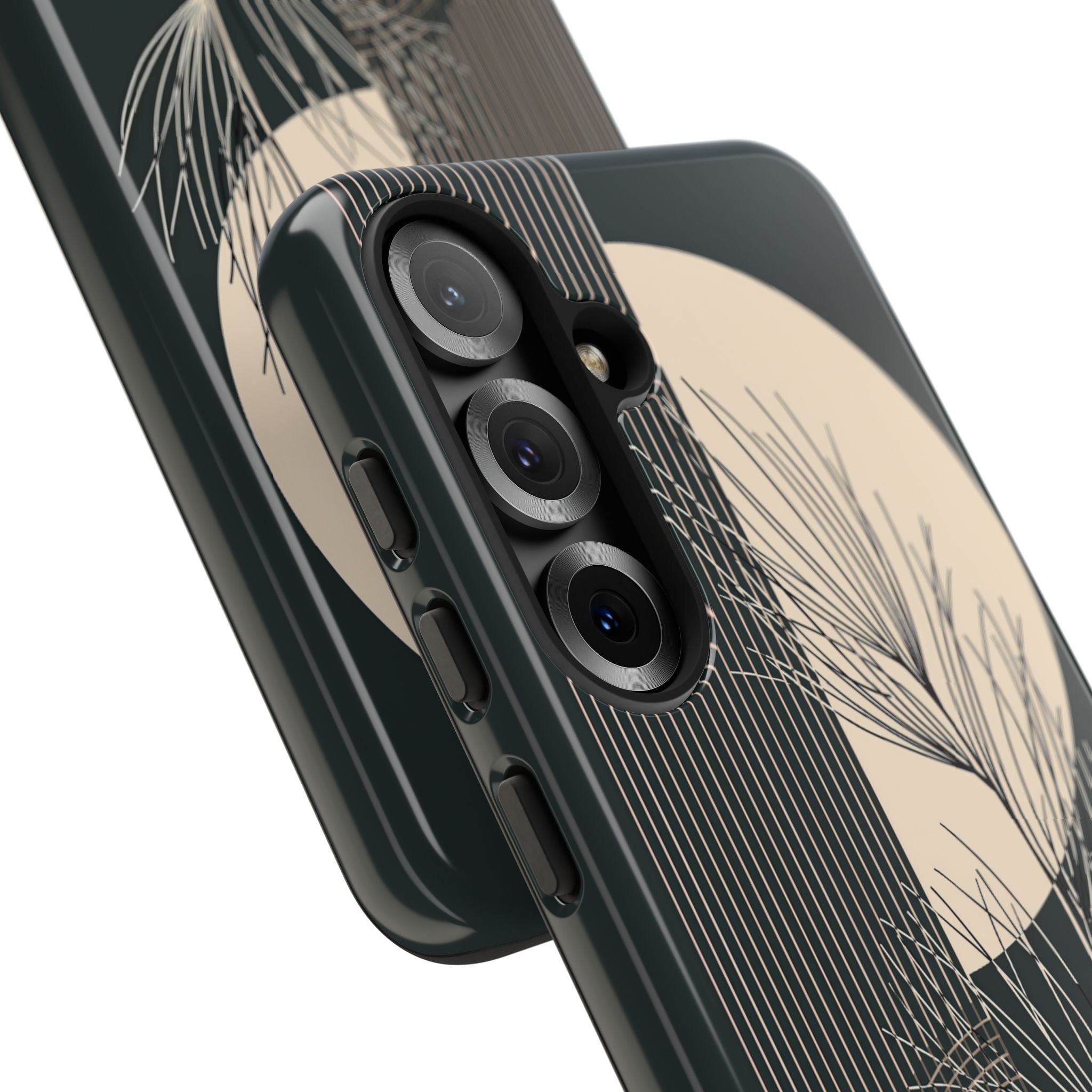 Black Tough Phone Case for Samsung - Obsidian Sand Willow