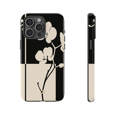 Beige Tough Phone Case for iPhone - Nocturnal Orchid Frame