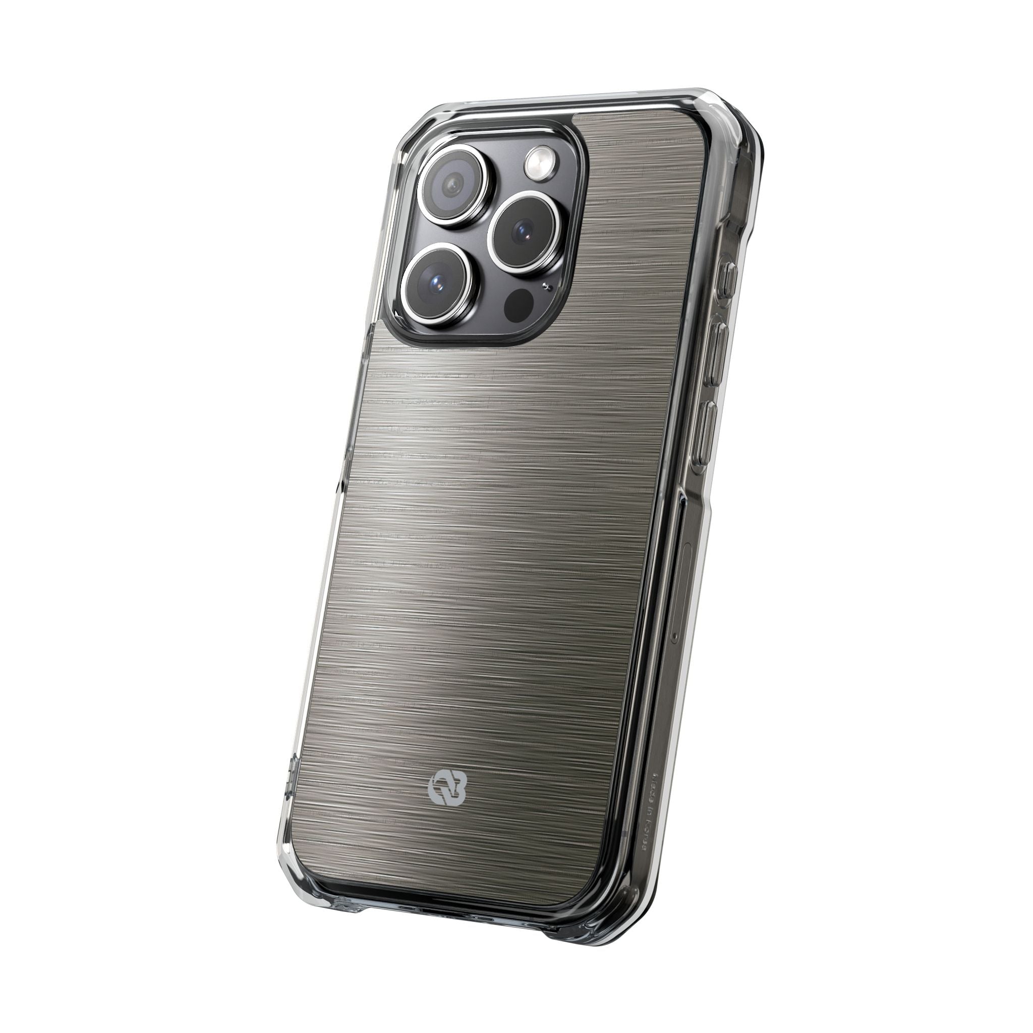 Grey Impact MagSafe Phone Case for iPhone - Brushed Industrial Steel