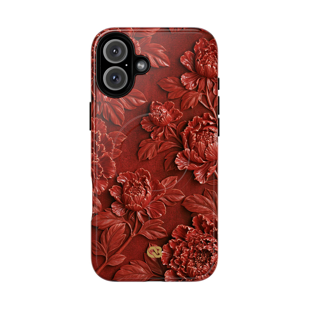 Cinnabar Peony Relief · Tough 2.0 Magnetic Phone Case for iPhone · Red