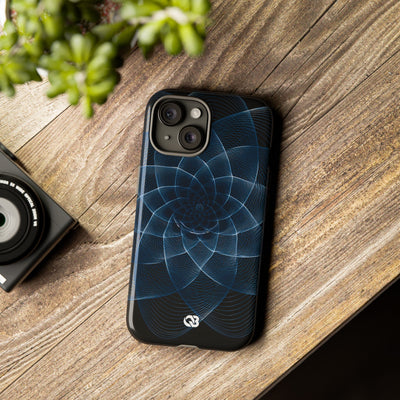 Blue Tough Phone Case for iPhone - Cobalt Geometric Bloom