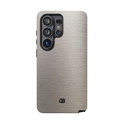 Grey Tough Phone Case for Samsung - Brushed Nickel Linen