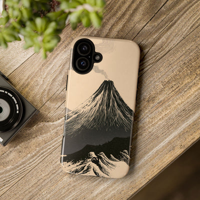 Beige Tough Phone Case for iPhone - Obsidian Ink Summit