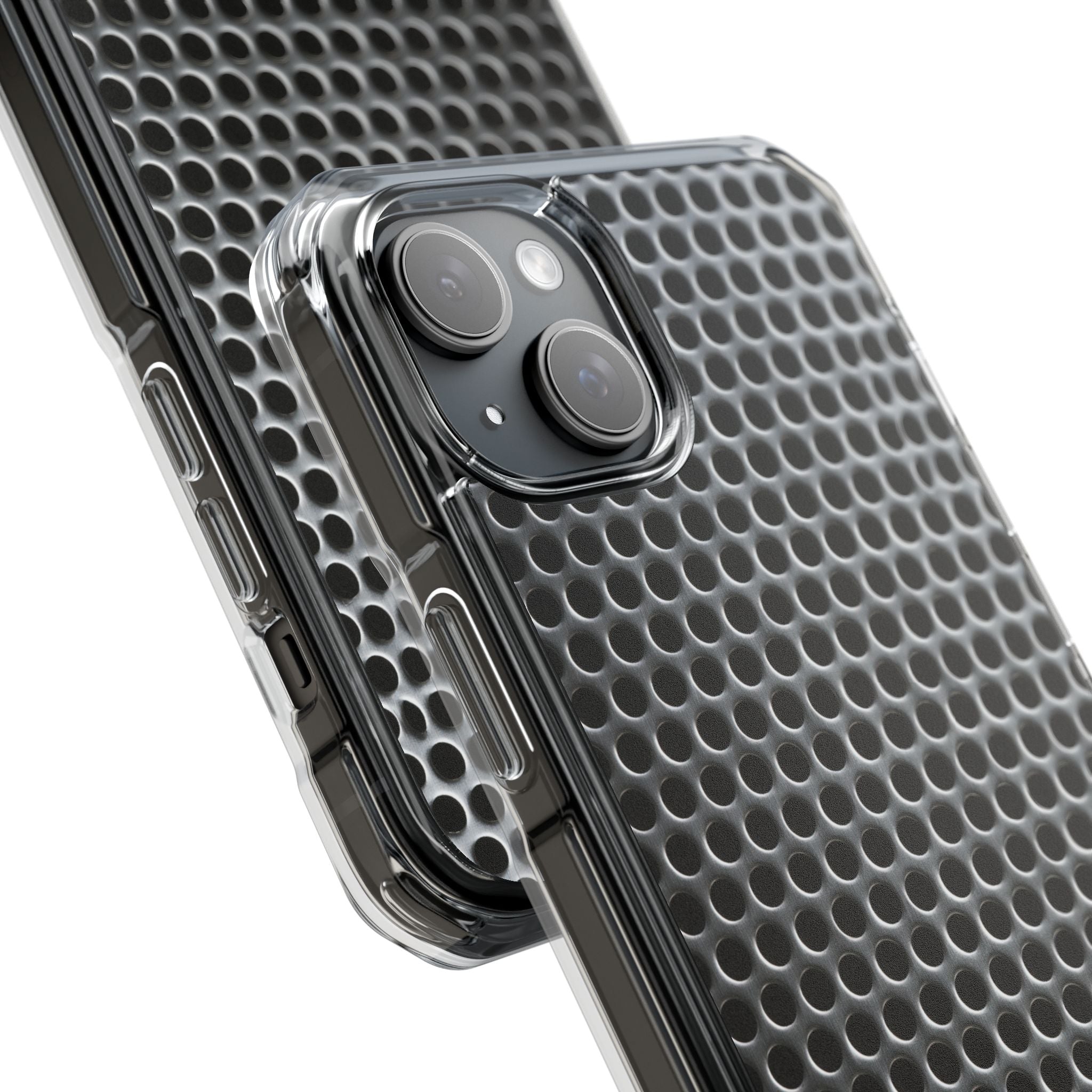 Silver Impact MagSafe Phone Case for iPhone - Brutalist Steel Mesh