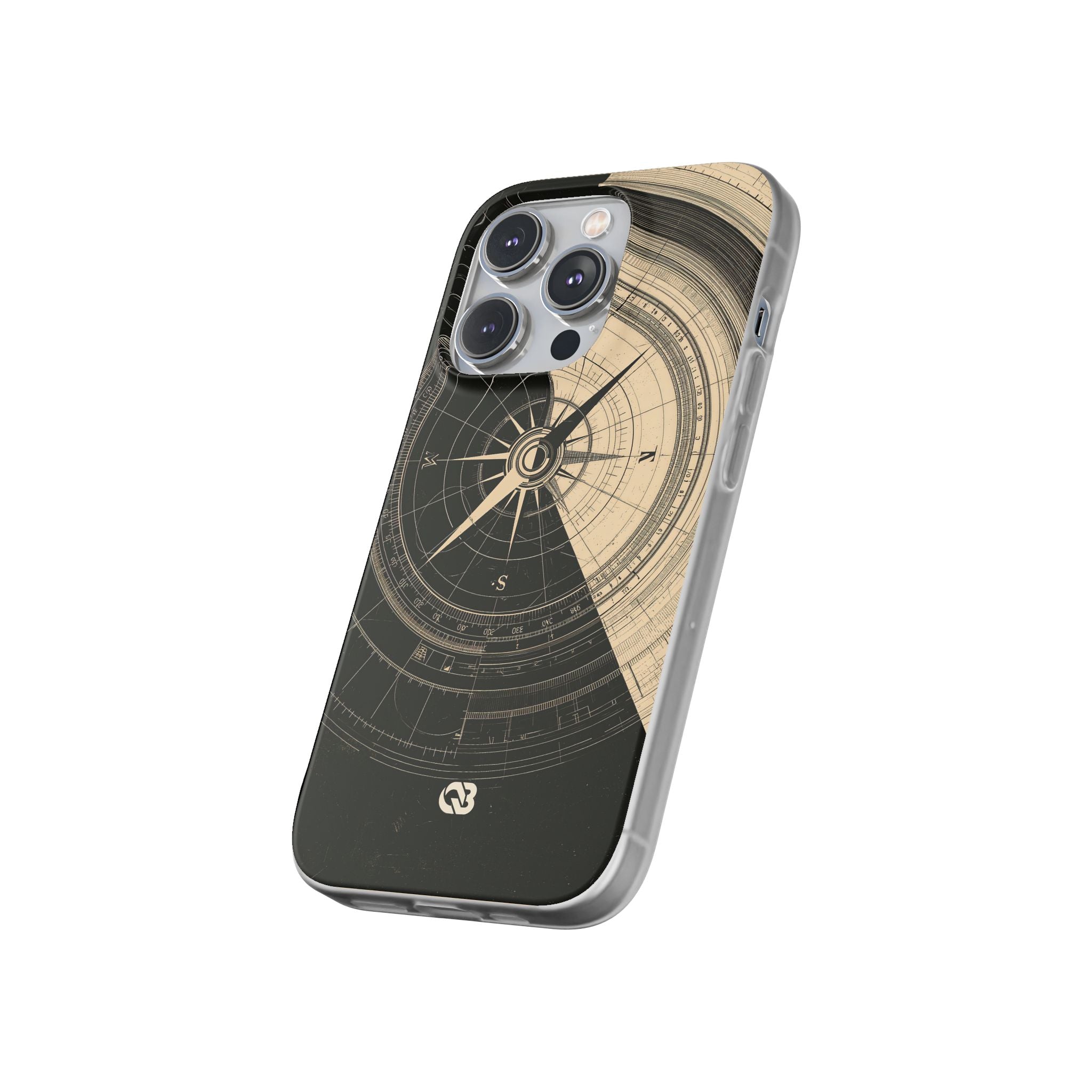 Beige Lite Phone Case for iPhone - Obsidian Nautical Blueprint