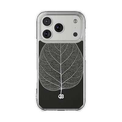 Black Impact MagSafe Phone Case for iPhone - Bleached Leaf Lattice
