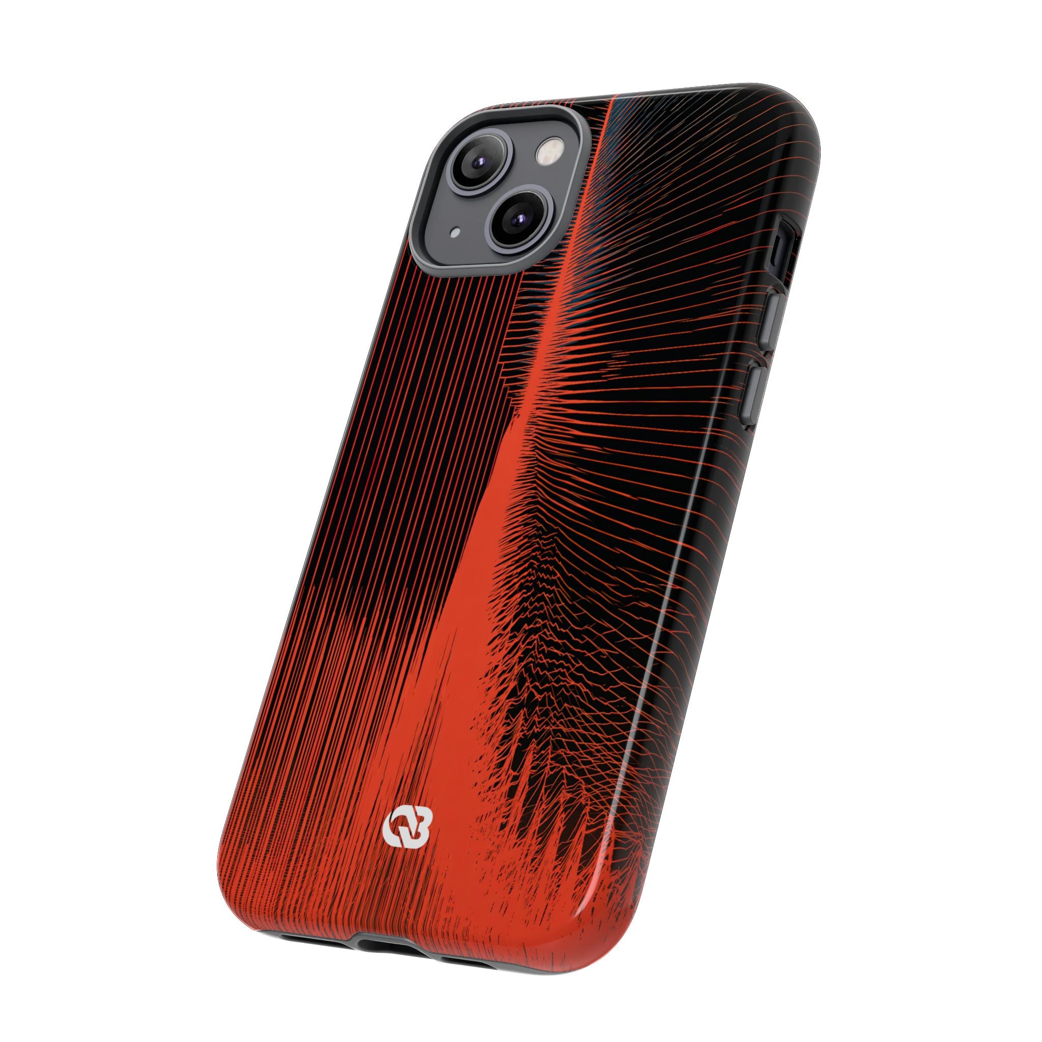 Red Tough Phone Case for iPhone - Crimson Frequency Pulse