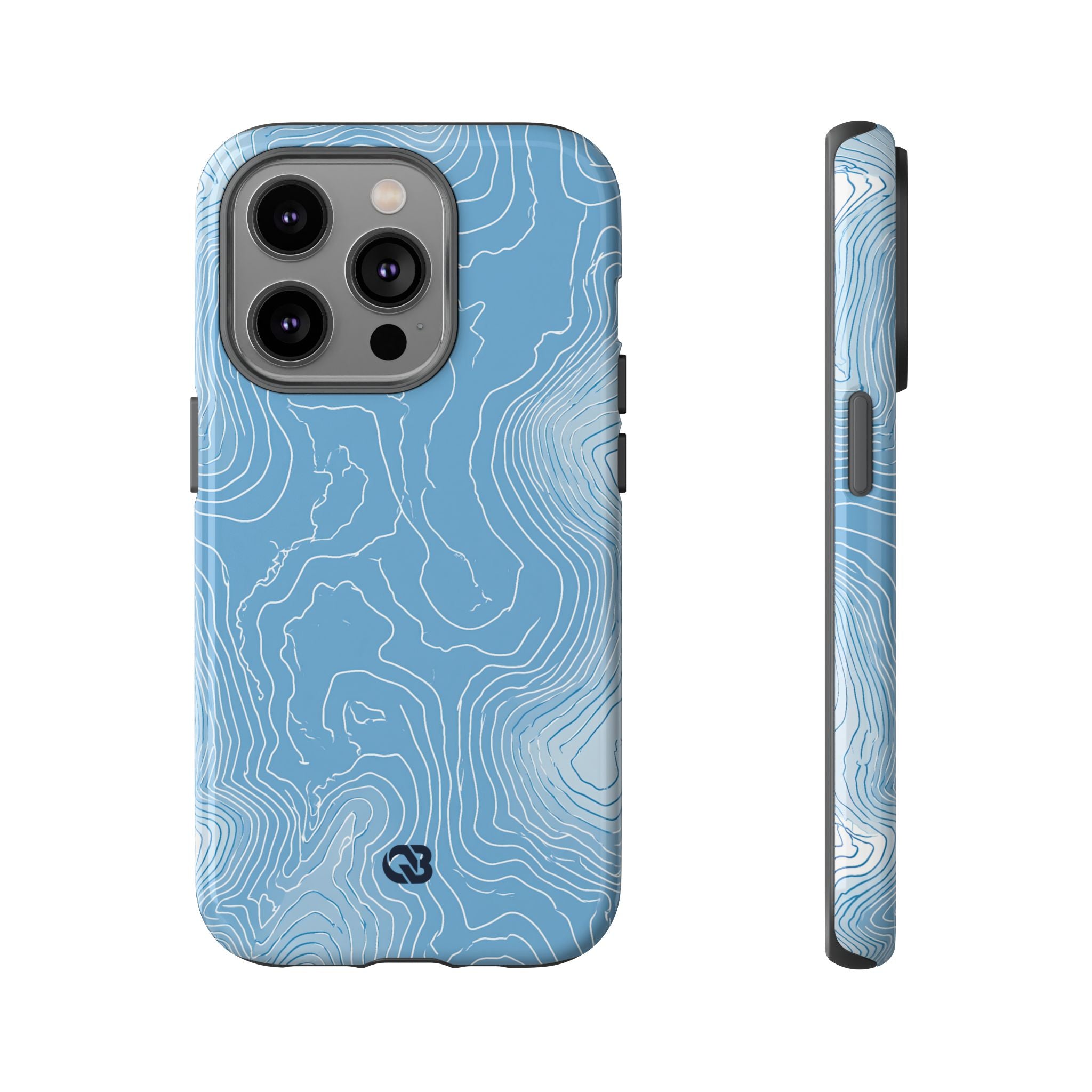 Blue Tough Phone Case for iPhone - Glacial Ridge Topo