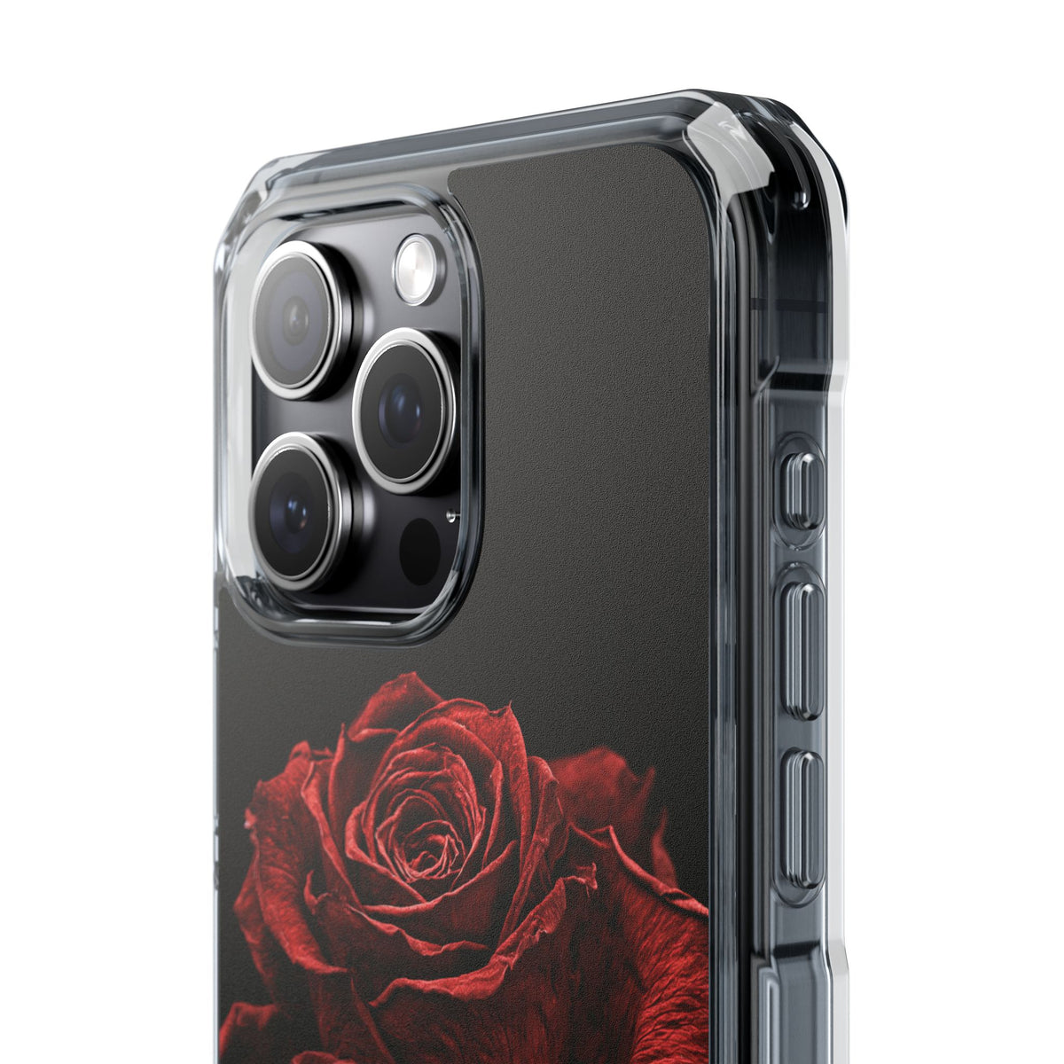Crimson Noir Rose · Clear Impact Magnetic Phone Case for iPhone ·  Black