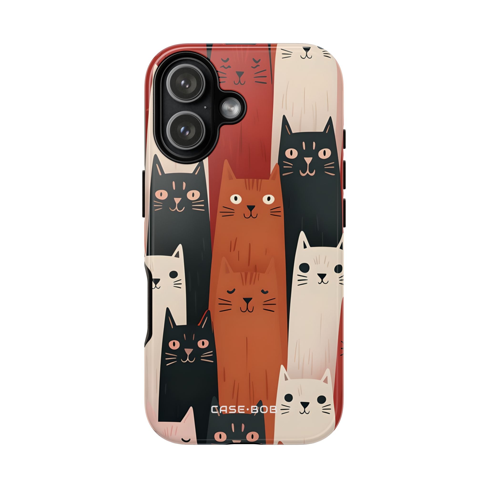 Elongated Cats Black iPhone 17 Case - Tough - CASE•BOB