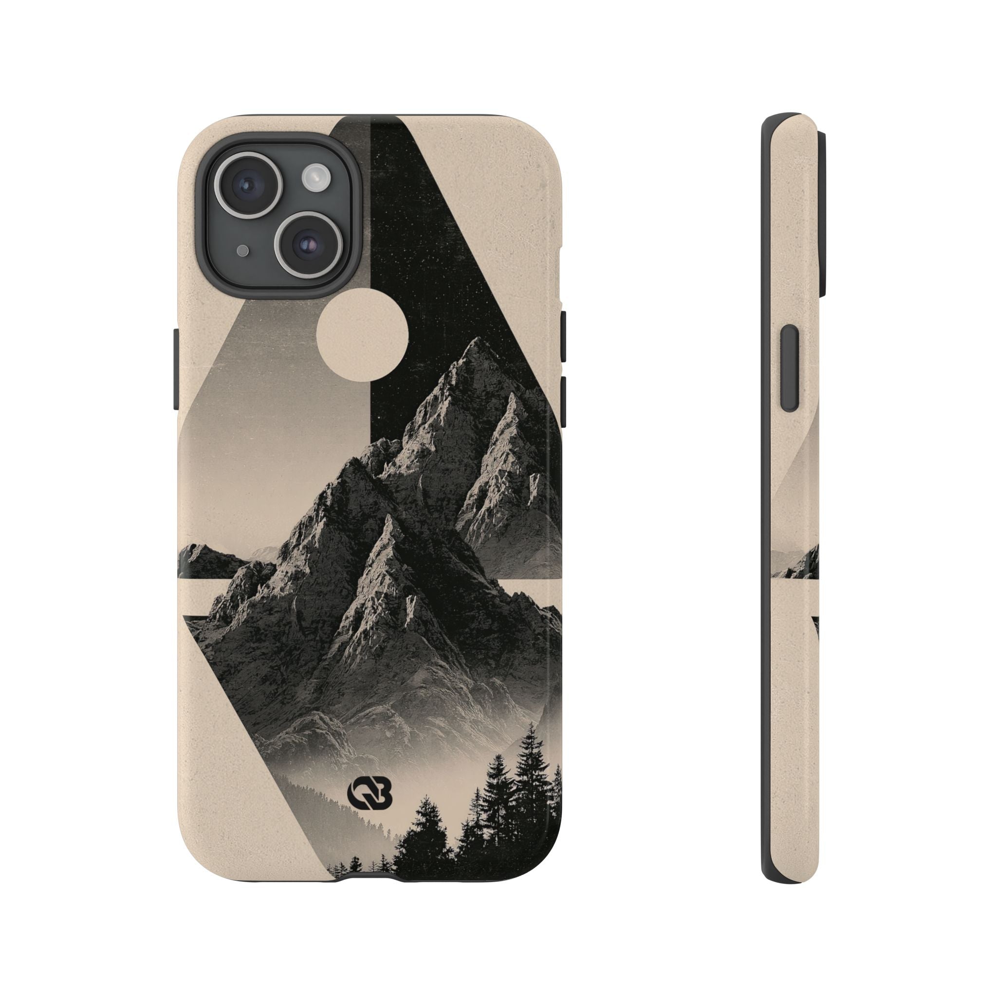 Beige Tough Phone Case for iPhone - Obsidian Summit Parchment