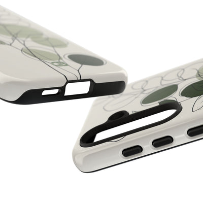 Green Tough Phone Case for Samsung - Muted Eucalyptus Sketch