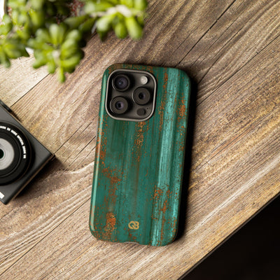 Teal Tough Phone Case for iPhone - Verdigris Copper Siding