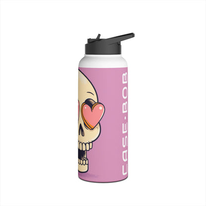 Heart Eyes Skull - Stainless Steel Water Bottle