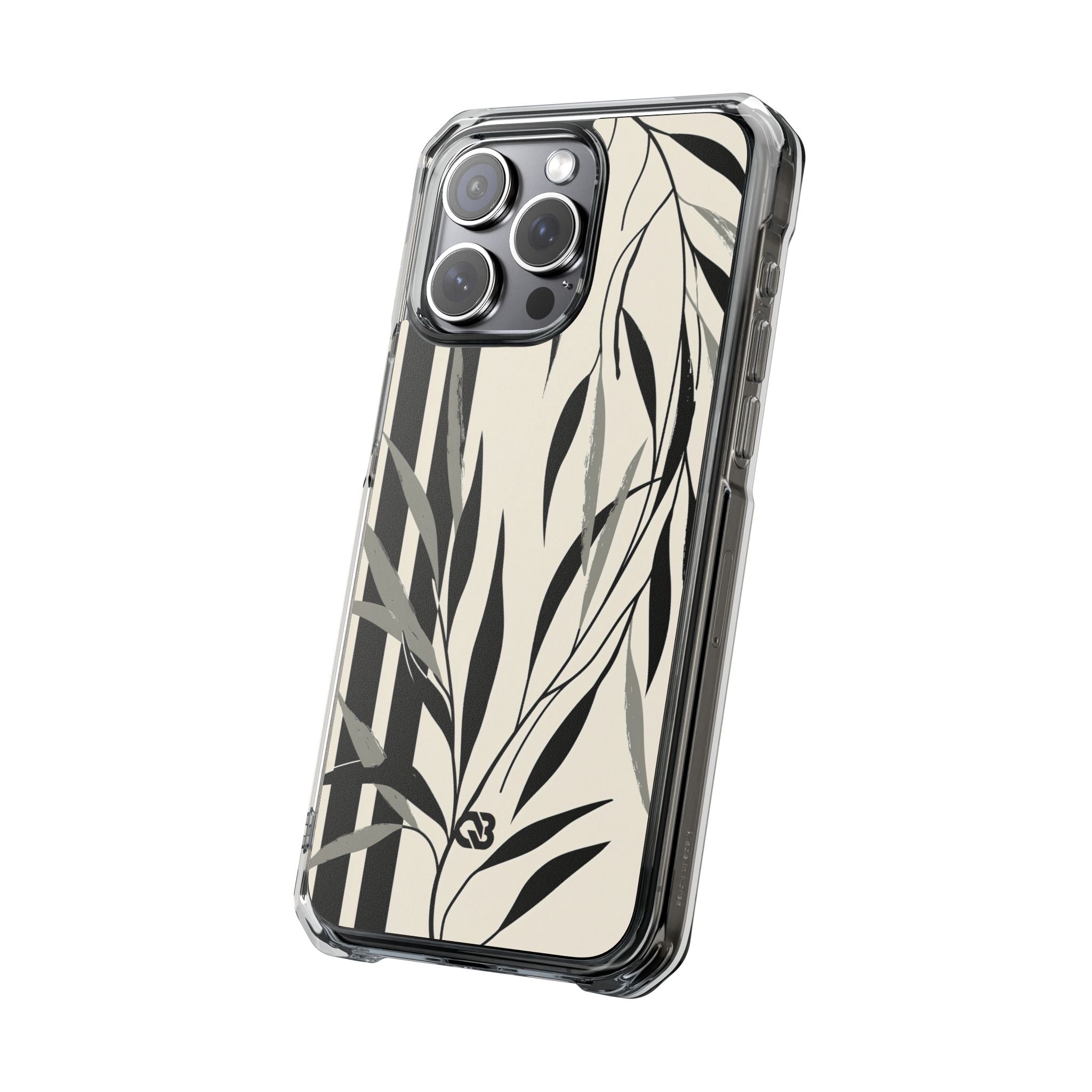Beige Impact MagSafe Phone Case for iPhone - Soot Leaf Sketch