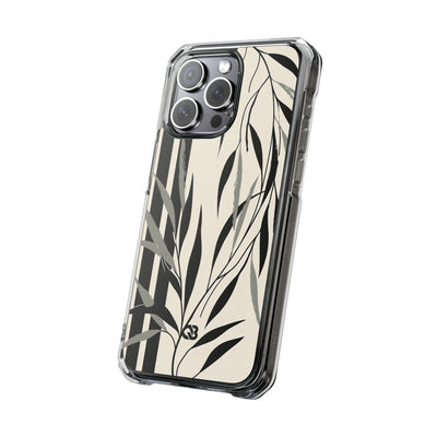 Beige Impact MagSafe Phone Case for iPhone - Soot Leaf Sketch