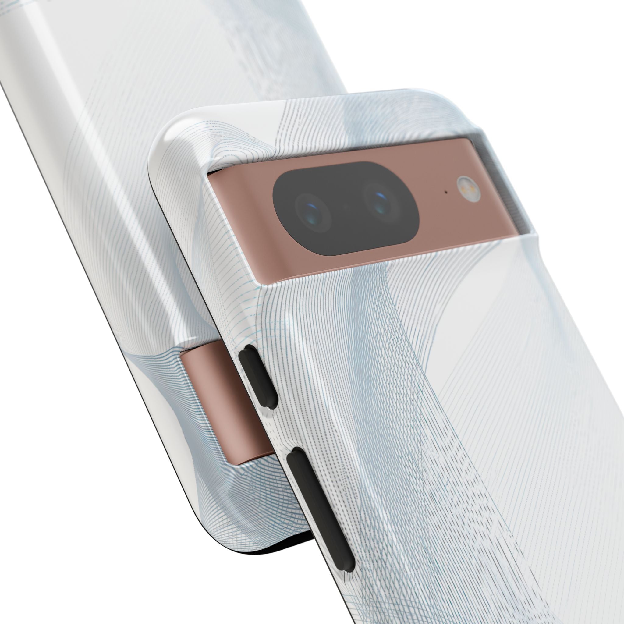 White Tough Phone Case for Google Pixel - Arctic Line Current