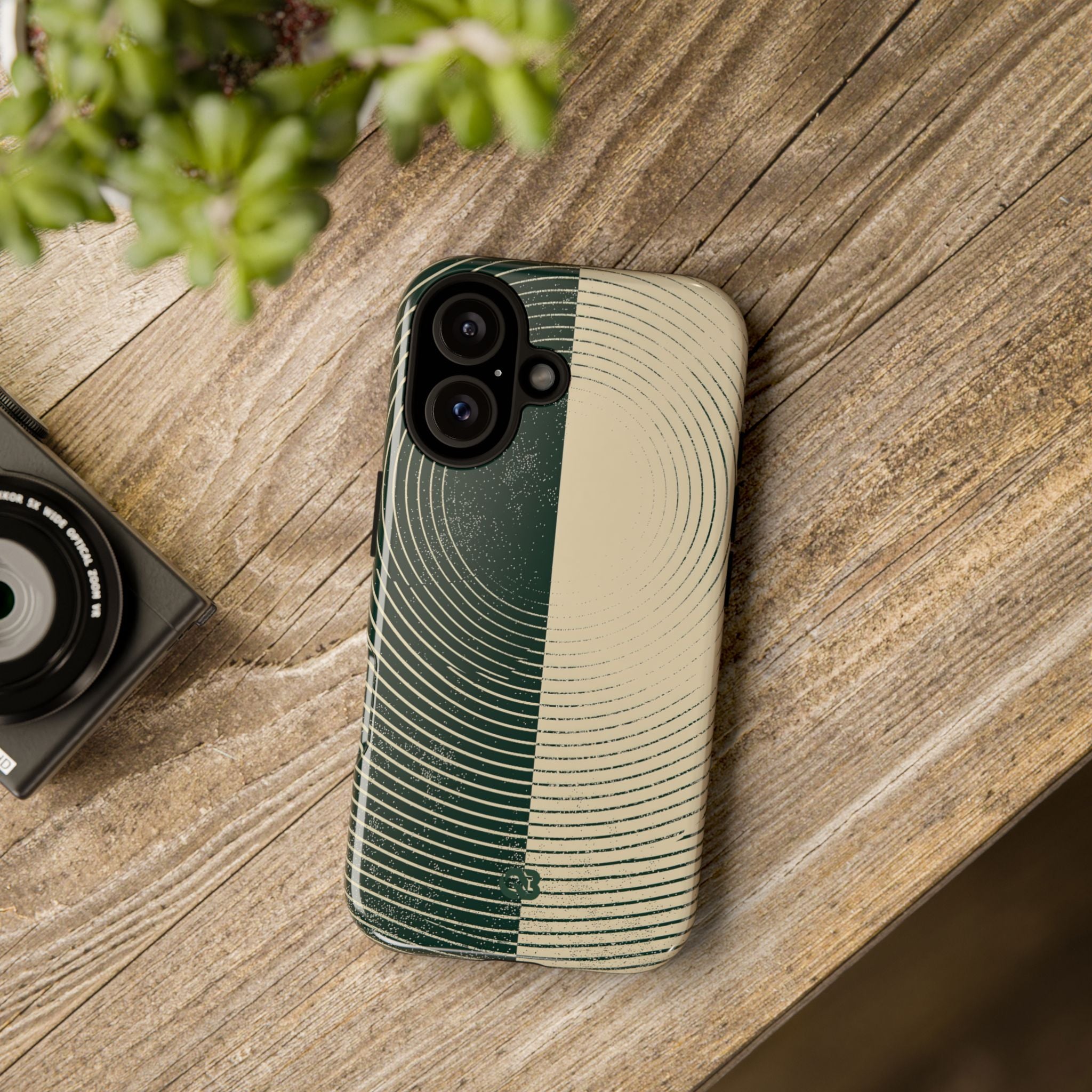 Green Tough Phone Case for iPhone - Evergreen Split Grain