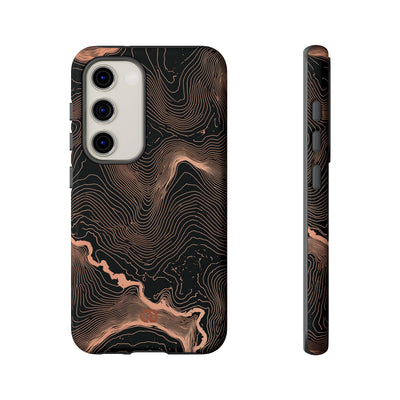 Orange Tough Phone Case for Samsung - Salmon Ridge Topo