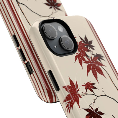 Red Tough 2.0 Magsafe Phone Case for iPhone - Crimson Momiji Stripe