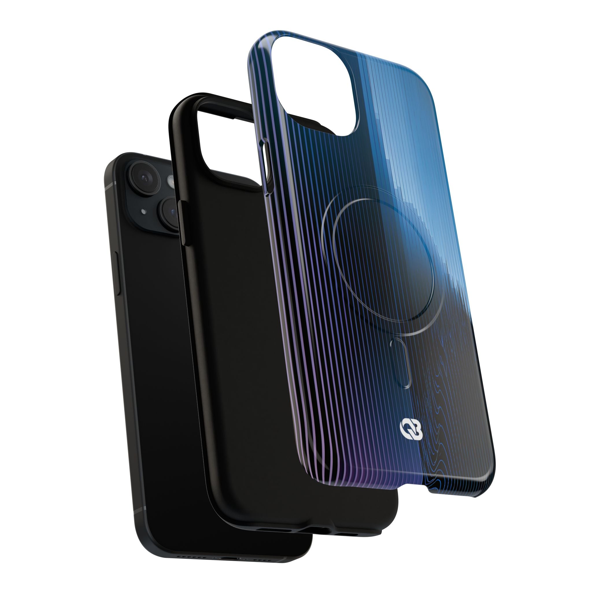 Blue Tough 2.0 Magsafe Phone Case for iPhone - Indigo Distortion Wave