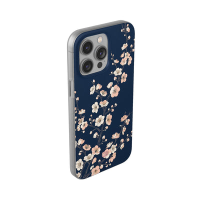 Blue Lite Phone Case for iPhone - Midnight Peach Sakura