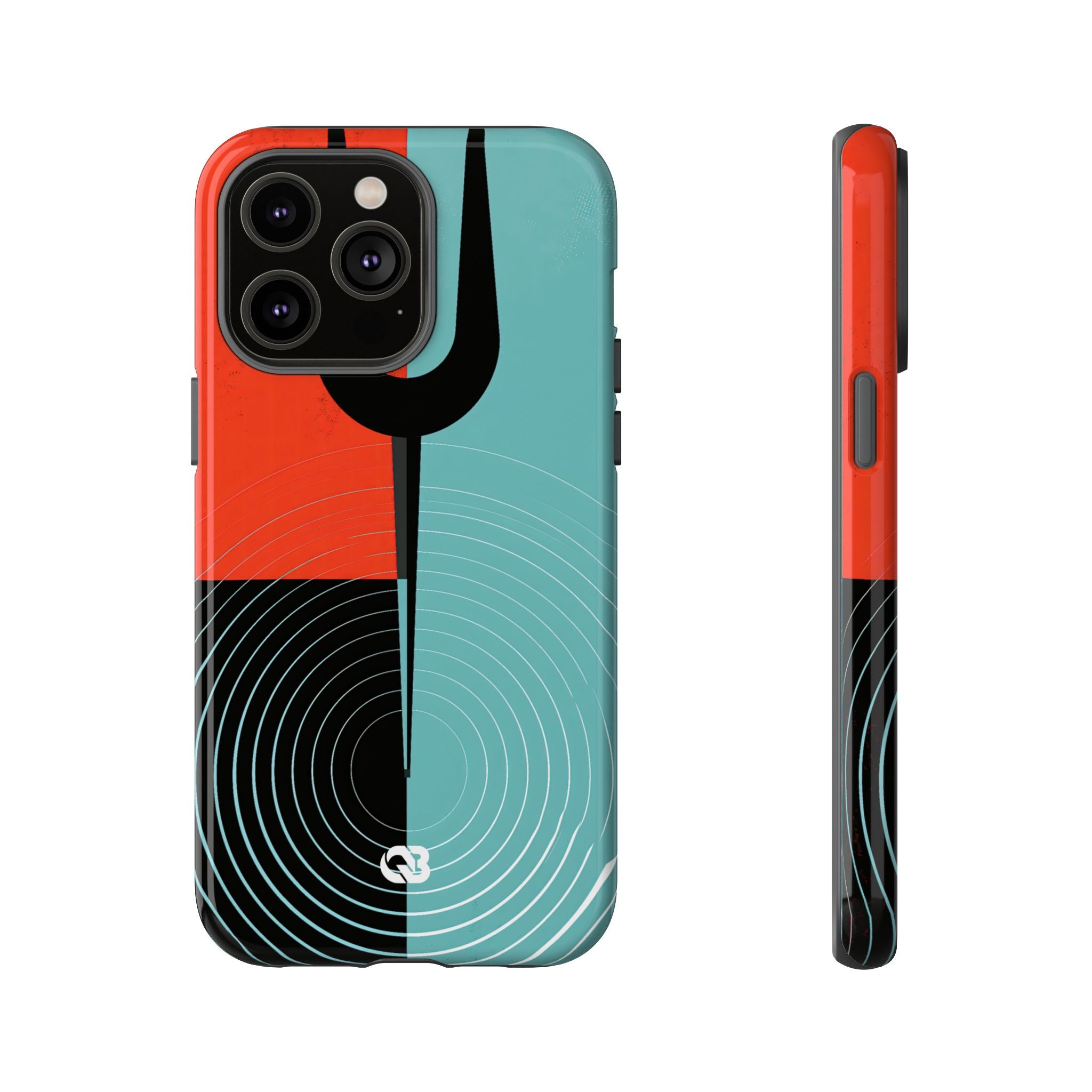 Teal Tough Phone Case for iPhone - Sonic Static Split