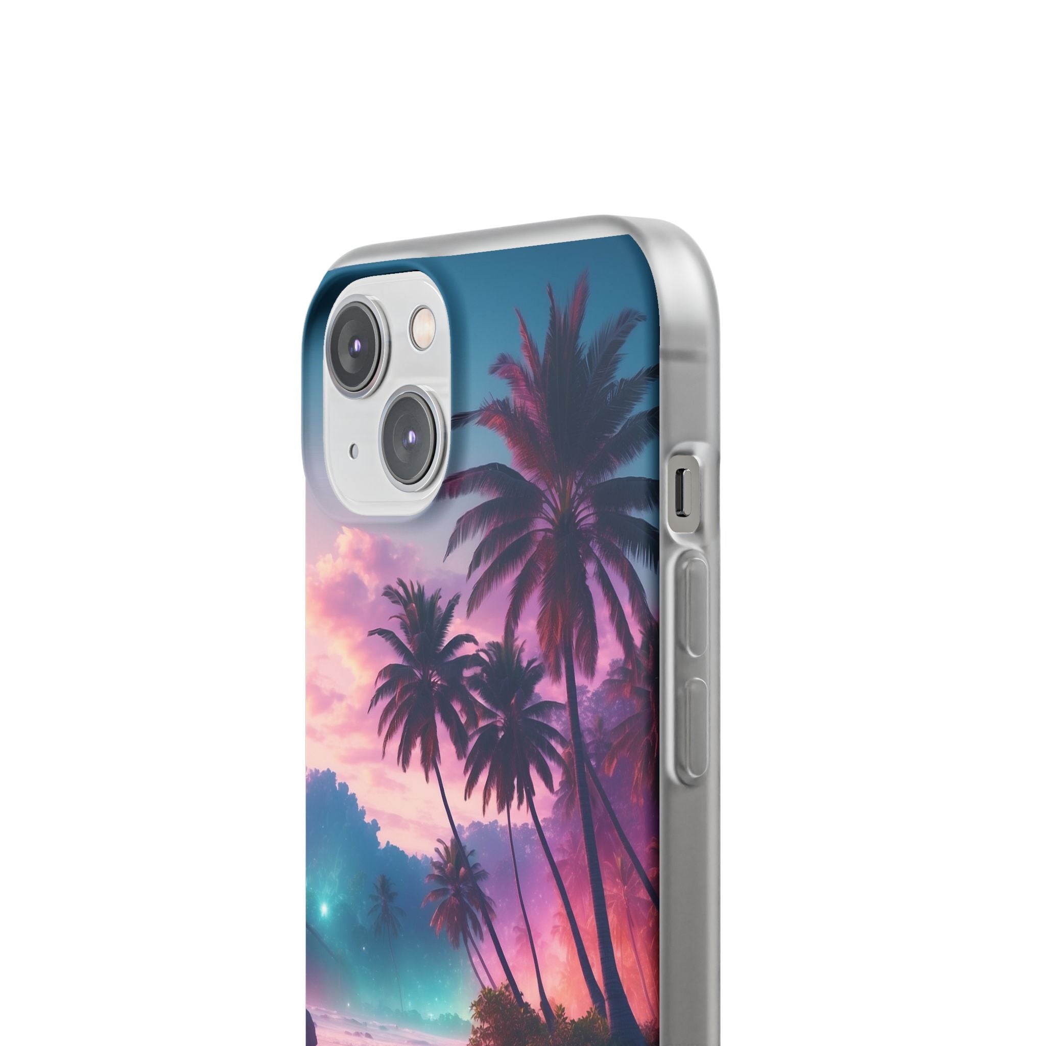 Neon Shore Palms · Soft Phone Case for iPhone