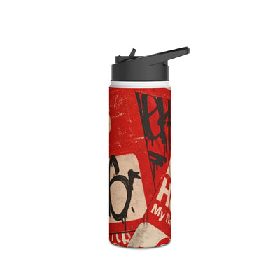 Slap Tag Collage · Insulated Water Bottle · Red