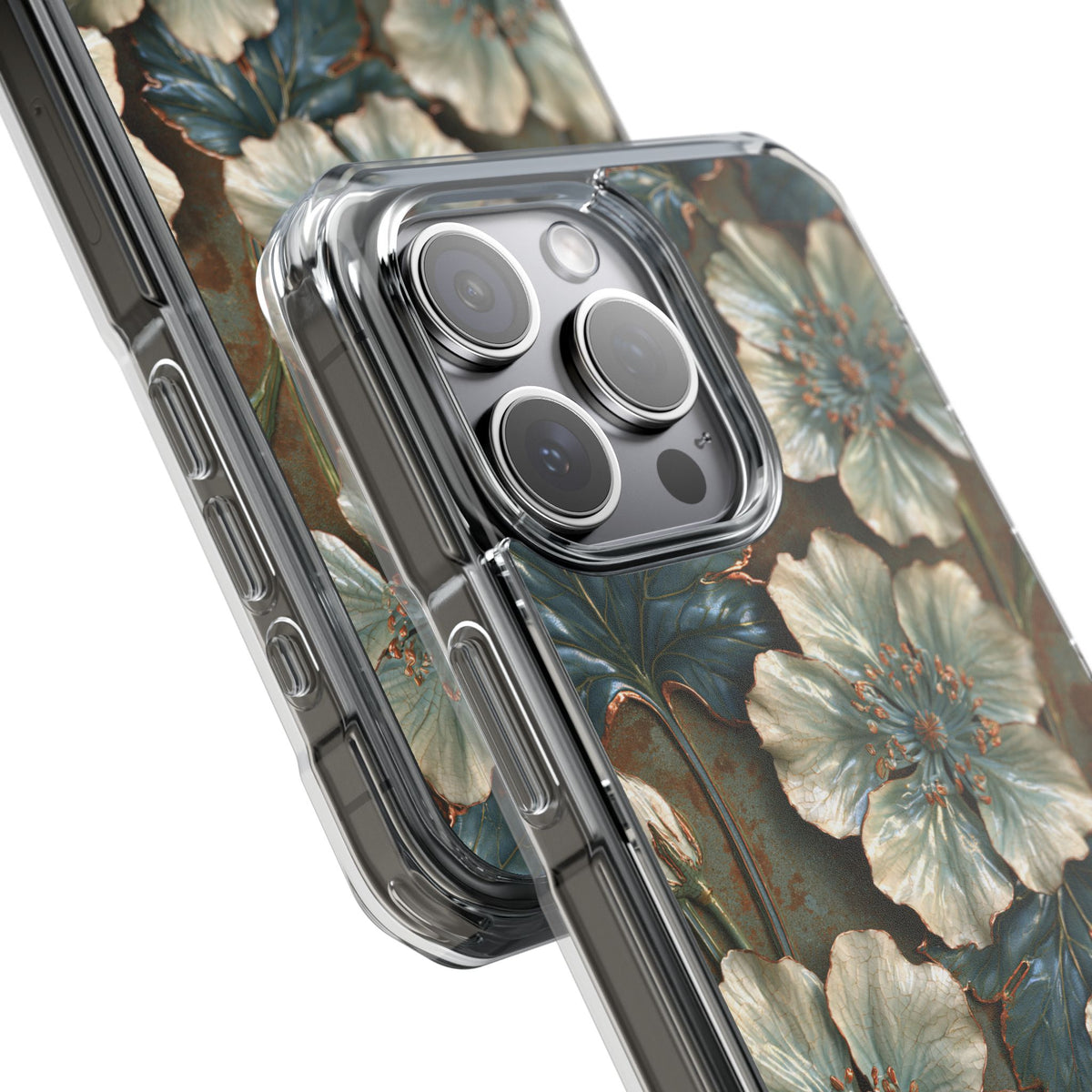 Gilded Blossom Reverie · Clear Impact Magnetic Phone Case for iPhone · Teal