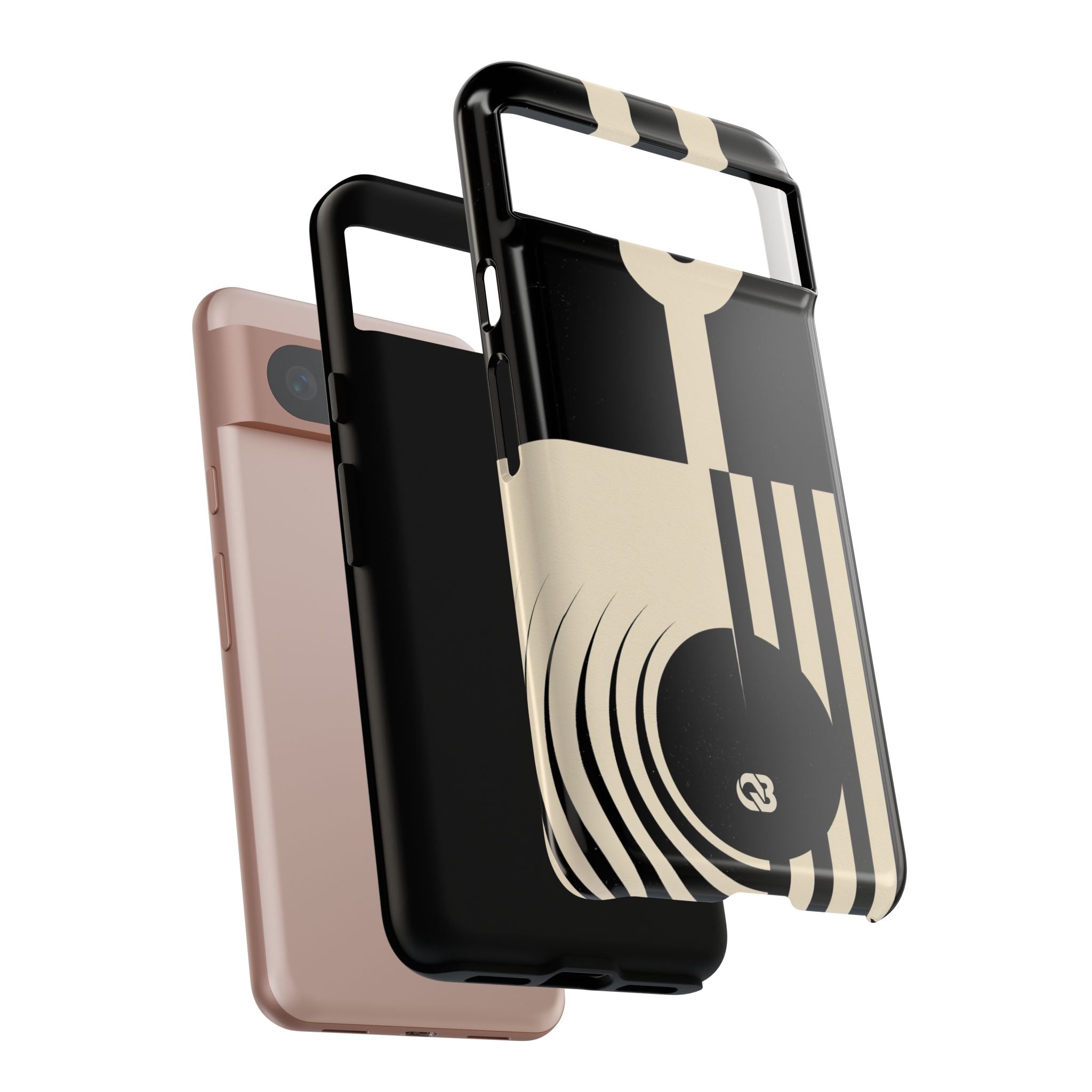 Black Tough Phone Case for Google Pixel - Ivory Signal Grid
