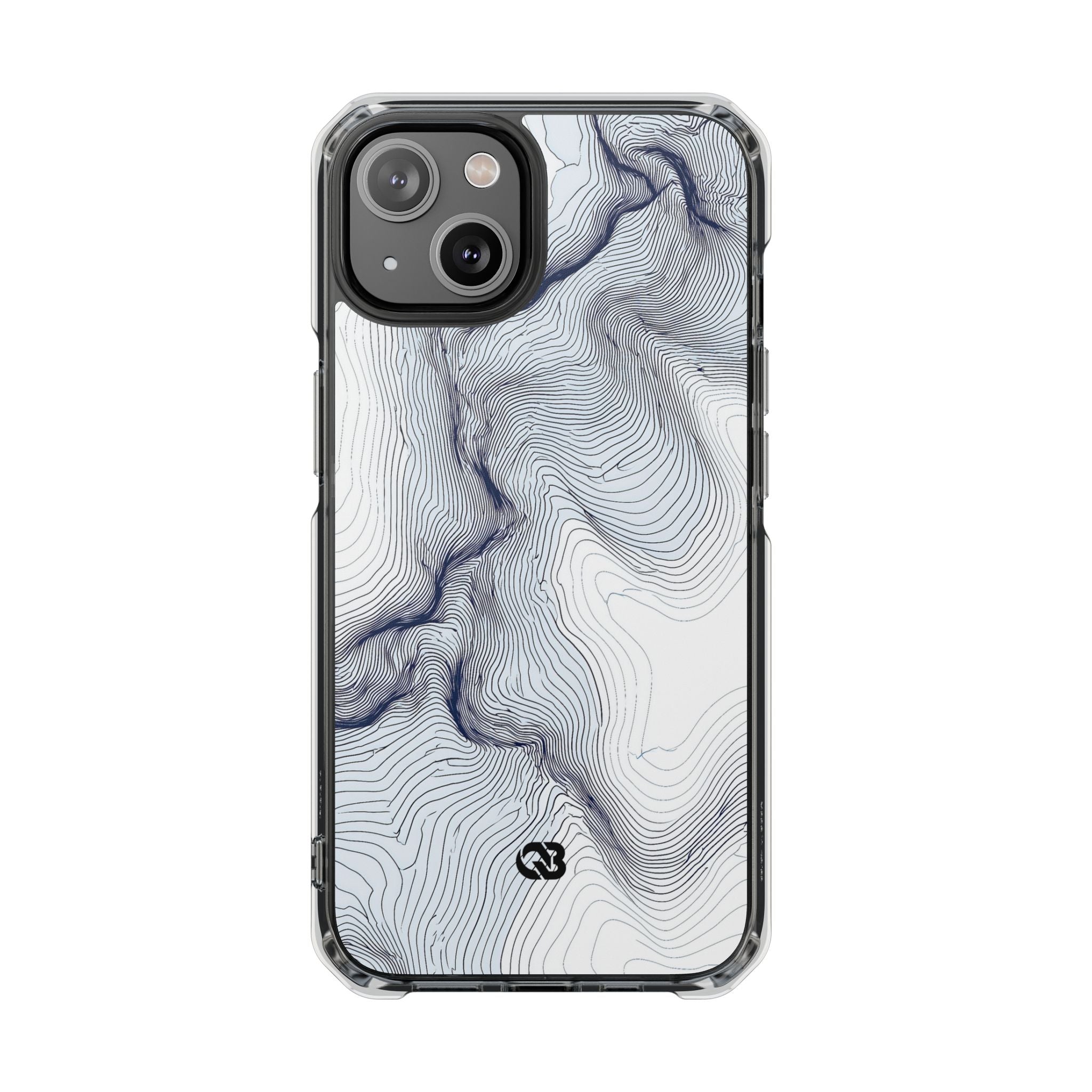 White Impact MagSafe Phone Case for iPhone - Nordic Ridge Topo