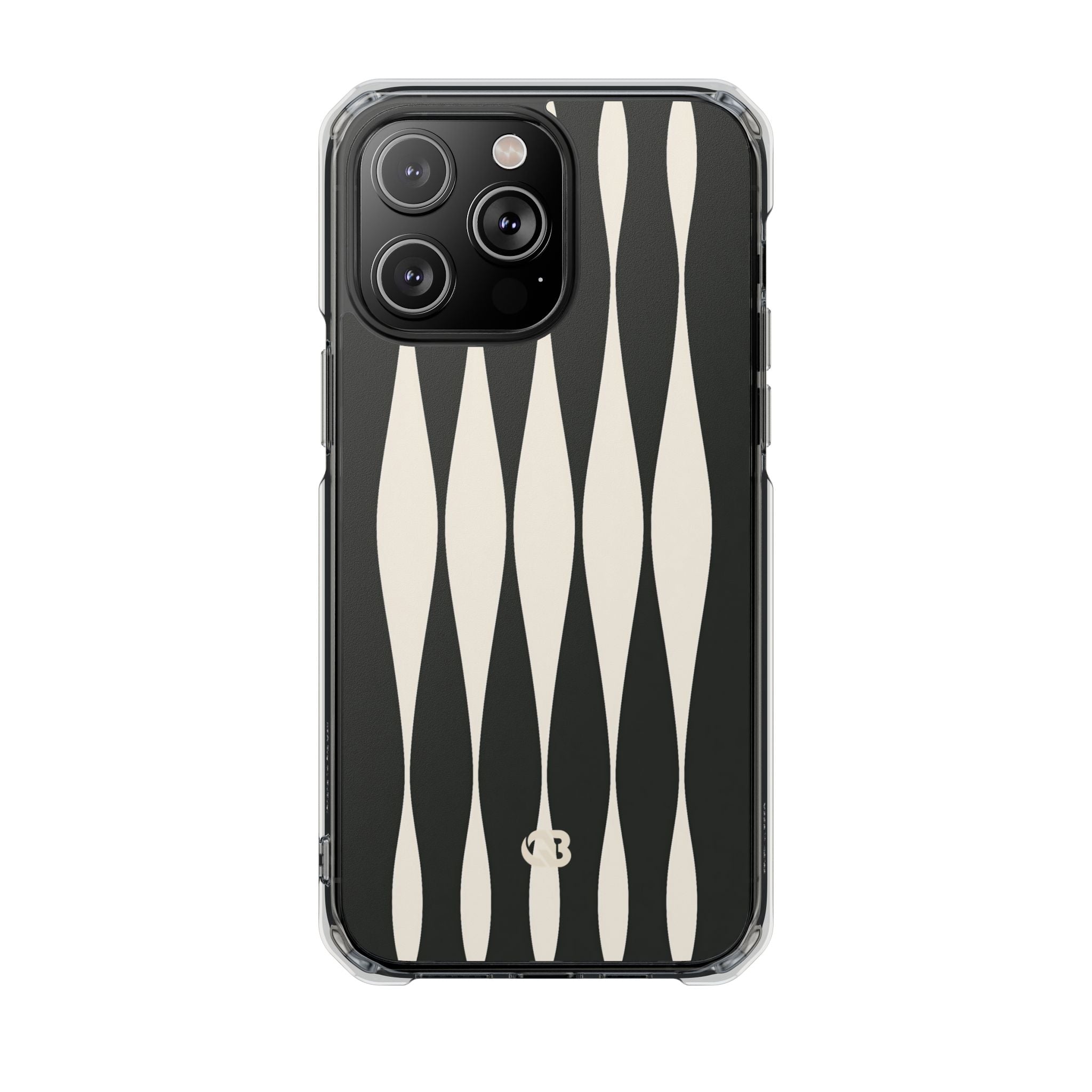 Black Impact MagSafe Phone Case for iPhone - Ivory Spindle Grid