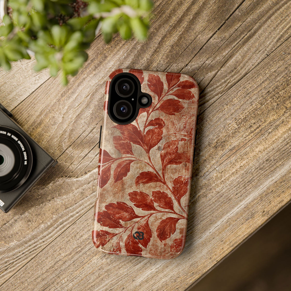 Terracotta Botanical Fresco · Tough Phone Case for iPhone · Red