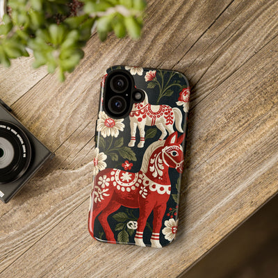 Nordic Dala Meadow · Tough Phone Case for iPhone · Red