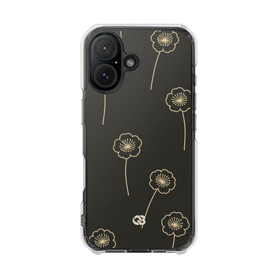 Black Impact MagSafe Phone Case for iPhone - Obsidian Sand Petals