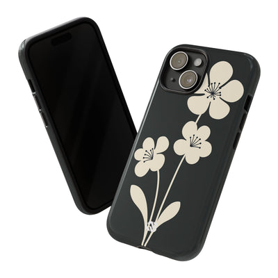 Black Tough Phone Case for iPhone - Obsidian Cream Bloom