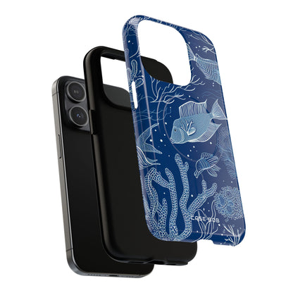 Navy Scale Reef iPhone 15 Pro Case - Tough+
