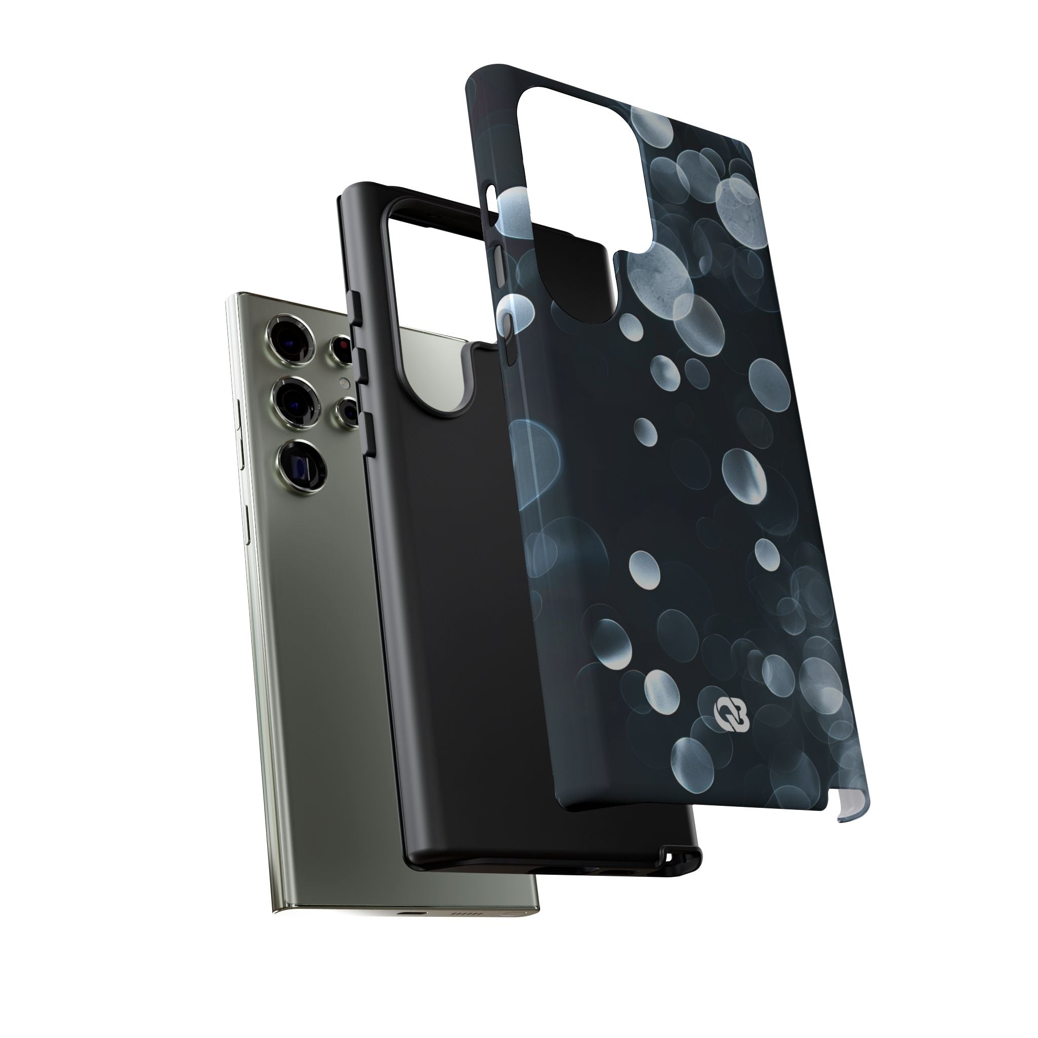 Black Tough Phone Case for Samsung - Silver Orbit Glow