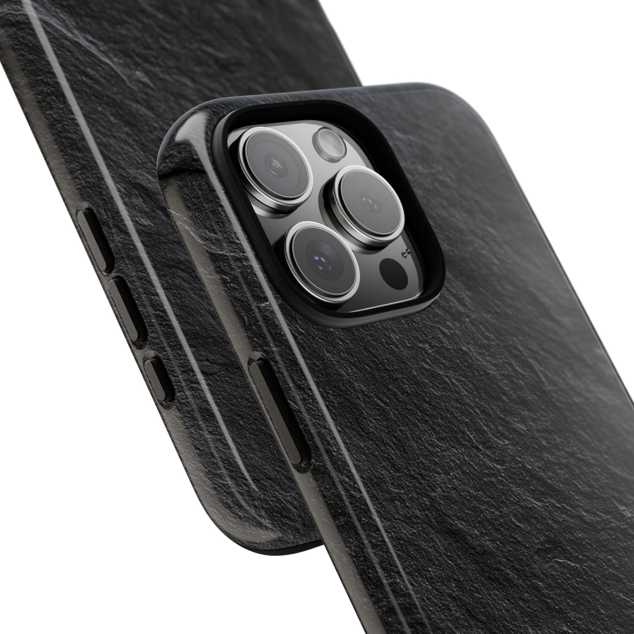 Black Tough Phone Case for iPhone - Raw Obsidian Slate