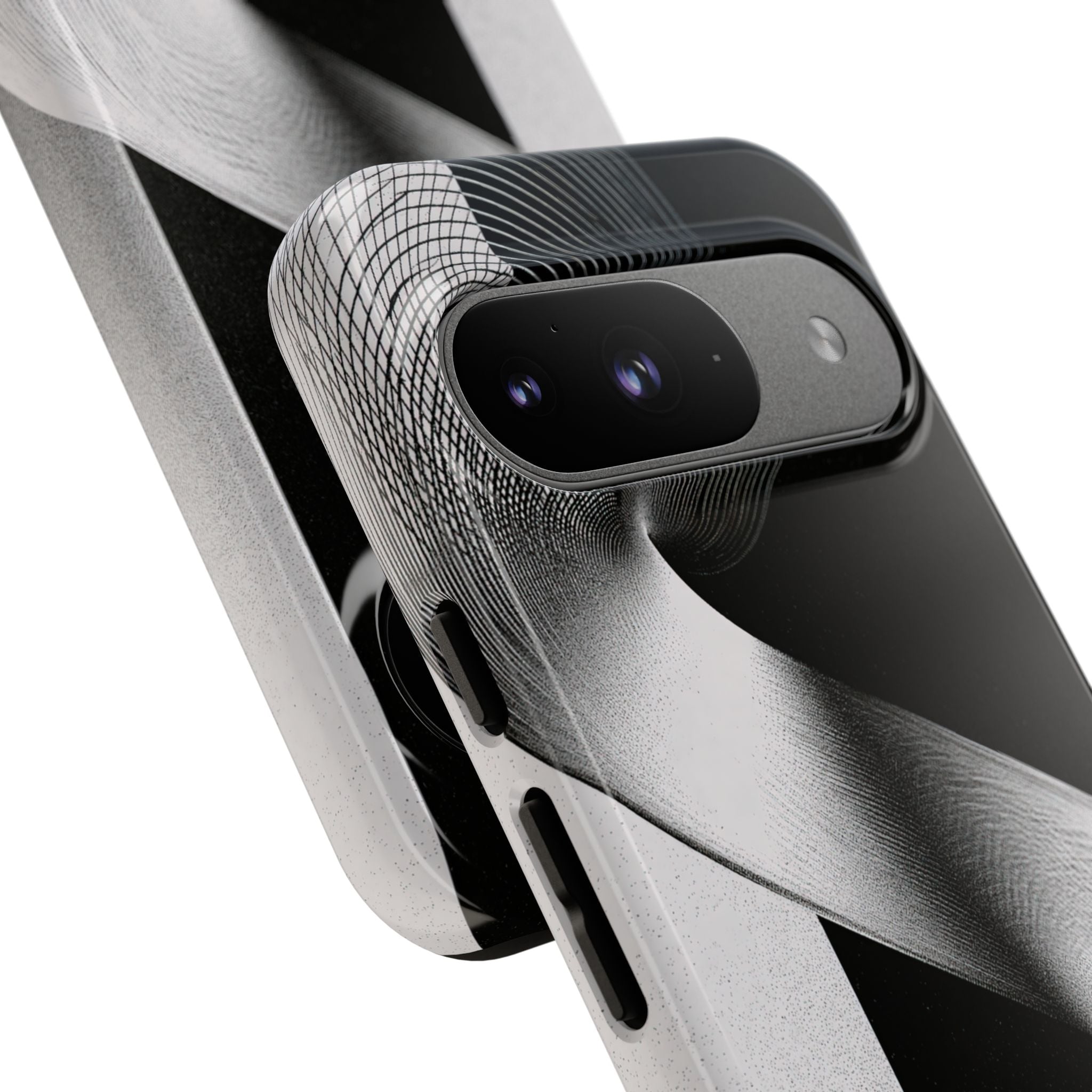 Grey Tough Phone Case for Google Pixel - Obsidian Moiré Wave