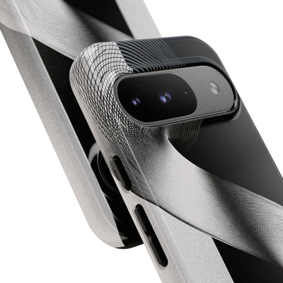 Grey Tough Phone Case for Google Pixel - Obsidian Moiré Wave