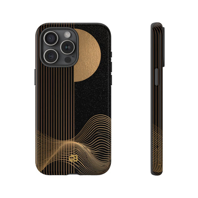 Gold Tough Phone Case for iPhone - Gilded Obsidian Dunes